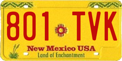 NM license plate 801TVK