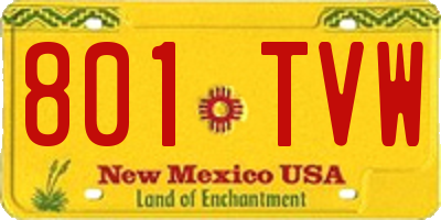 NM license plate 801TVW