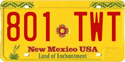 NM license plate 801TWT