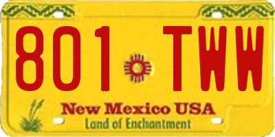 NM license plate 801TWW
