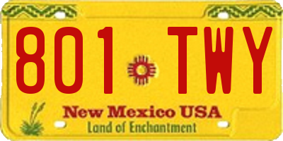 NM license plate 801TWY