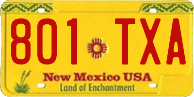 NM license plate 801TXA