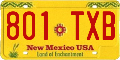NM license plate 801TXB