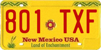 NM license plate 801TXF