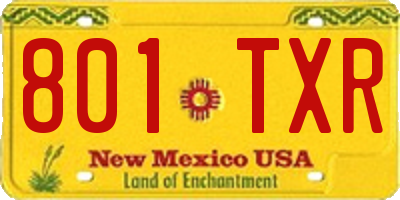 NM license plate 801TXR