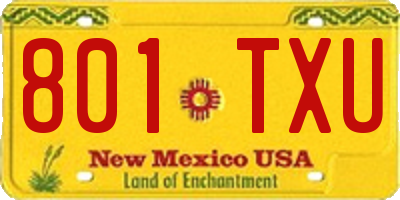 NM license plate 801TXU