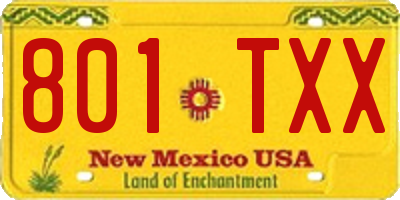 NM license plate 801TXX