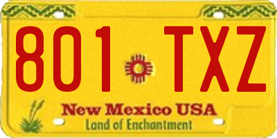 NM license plate 801TXZ
