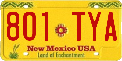 NM license plate 801TYA