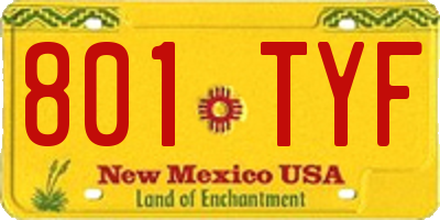 NM license plate 801TYF