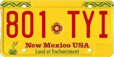 NM license plate 801TYI