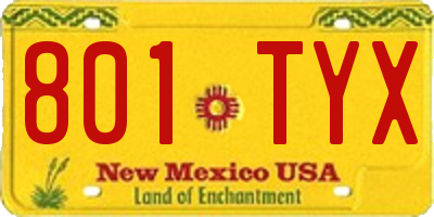NM license plate 801TYX