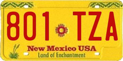 NM license plate 801TZA
