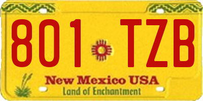 NM license plate 801TZB