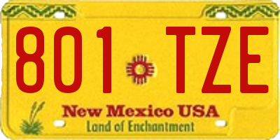NM license plate 801TZE
