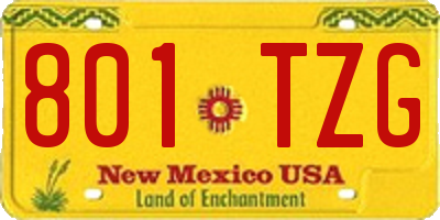NM license plate 801TZG