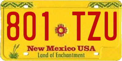 NM license plate 801TZU