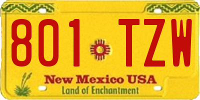 NM license plate 801TZW