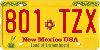 NM license plate 801TZX