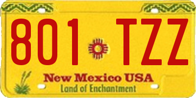 NM license plate 801TZZ