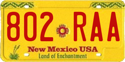 NM license plate 802RAA