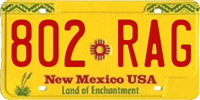 NM license plate 802RAG