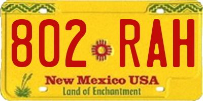 NM license plate 802RAH