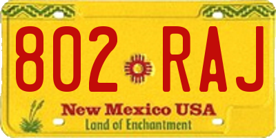 NM license plate 802RAJ