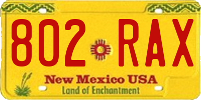 NM license plate 802RAX