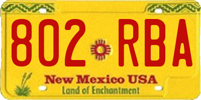 NM license plate 802RBA