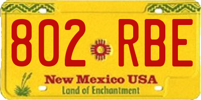 NM license plate 802RBE