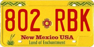 NM license plate 802RBK