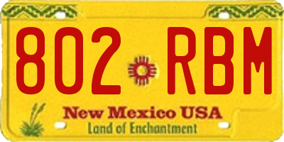 NM license plate 802RBM