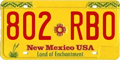 NM license plate 802RBO