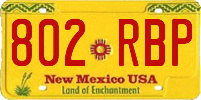 NM license plate 802RBP
