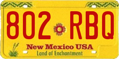 NM license plate 802RBQ