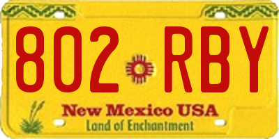 NM license plate 802RBY