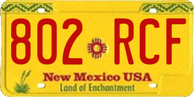 NM license plate 802RCF