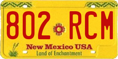 NM license plate 802RCM