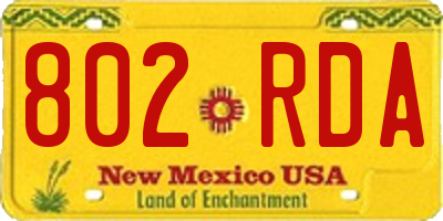 NM license plate 802RDA