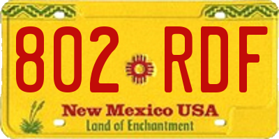 NM license plate 802RDF