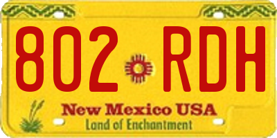 NM license plate 802RDH