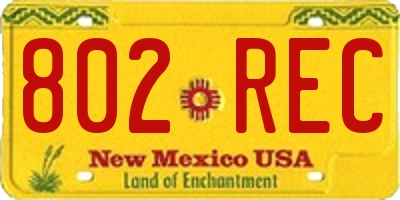 NM license plate 802REC