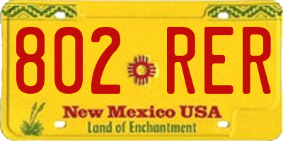 NM license plate 802RER