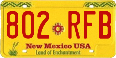 NM license plate 802RFB