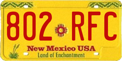 NM license plate 802RFC