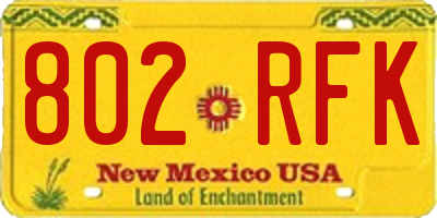 NM license plate 802RFK