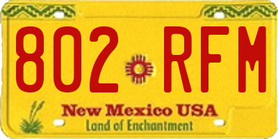 NM license plate 802RFM