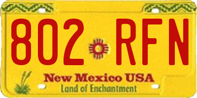NM license plate 802RFN