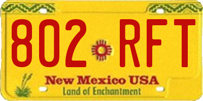 NM license plate 802RFT